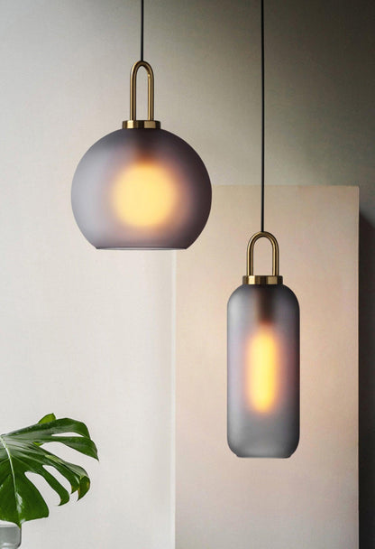 Glass Globe Hanging Light Fixture with Adjustable Cord for Dining Room Kitchen Island Bedroom Modern Minimalist Ceiling Pendant Lamp