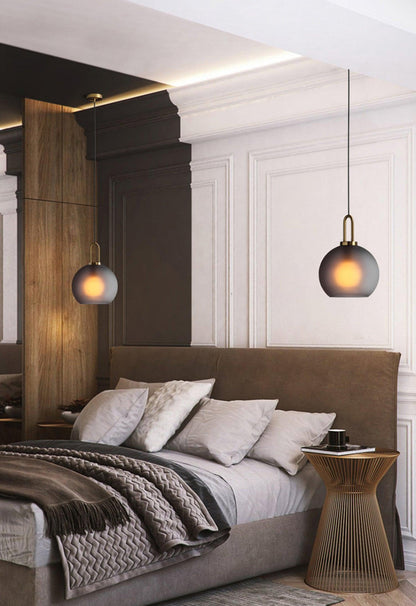 Glass Globe Hanging Light Fixture with Adjustable Cord for Dining Room Kitchen Island Bedroom Modern Minimalist Ceiling Pendant Lamp