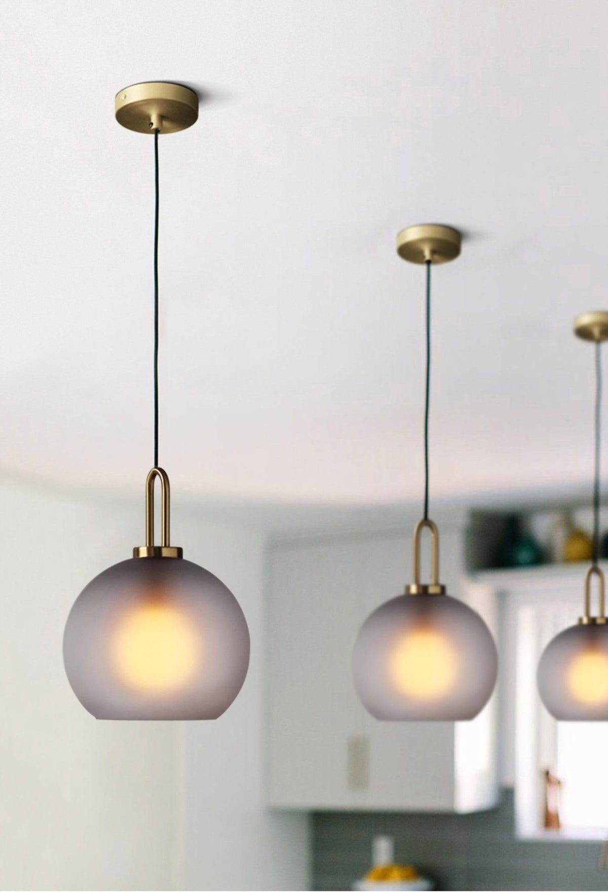 Glass Globe Hanging Light Fixture with Adjustable Cord for Dining Room Kitchen Island Bedroom Modern Minimalist Ceiling Pendant Lamp