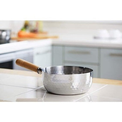 Stainless Steel Soup Pot 1.8 Quart Capacity for Broth Miso Stock Yukihira-Style Pan with Long Handle Lightweight Kitchen Cookware