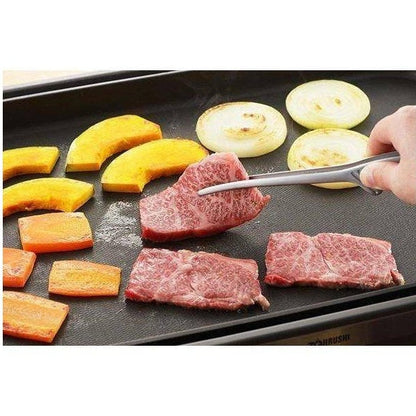 Stainless Steel BBQ Tongs 9.4 Inch Raised Tip Design for Korean Grill Tabletop Cooking Raw Meat Handling Kitchen Utensil