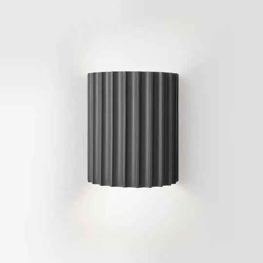 Compact Resin Sconce 6.5 Inches Tall Vertical Texture Up-Down Light Fixture Bedroom Hallway Entryway Minimalist Contemporary Ambient Install