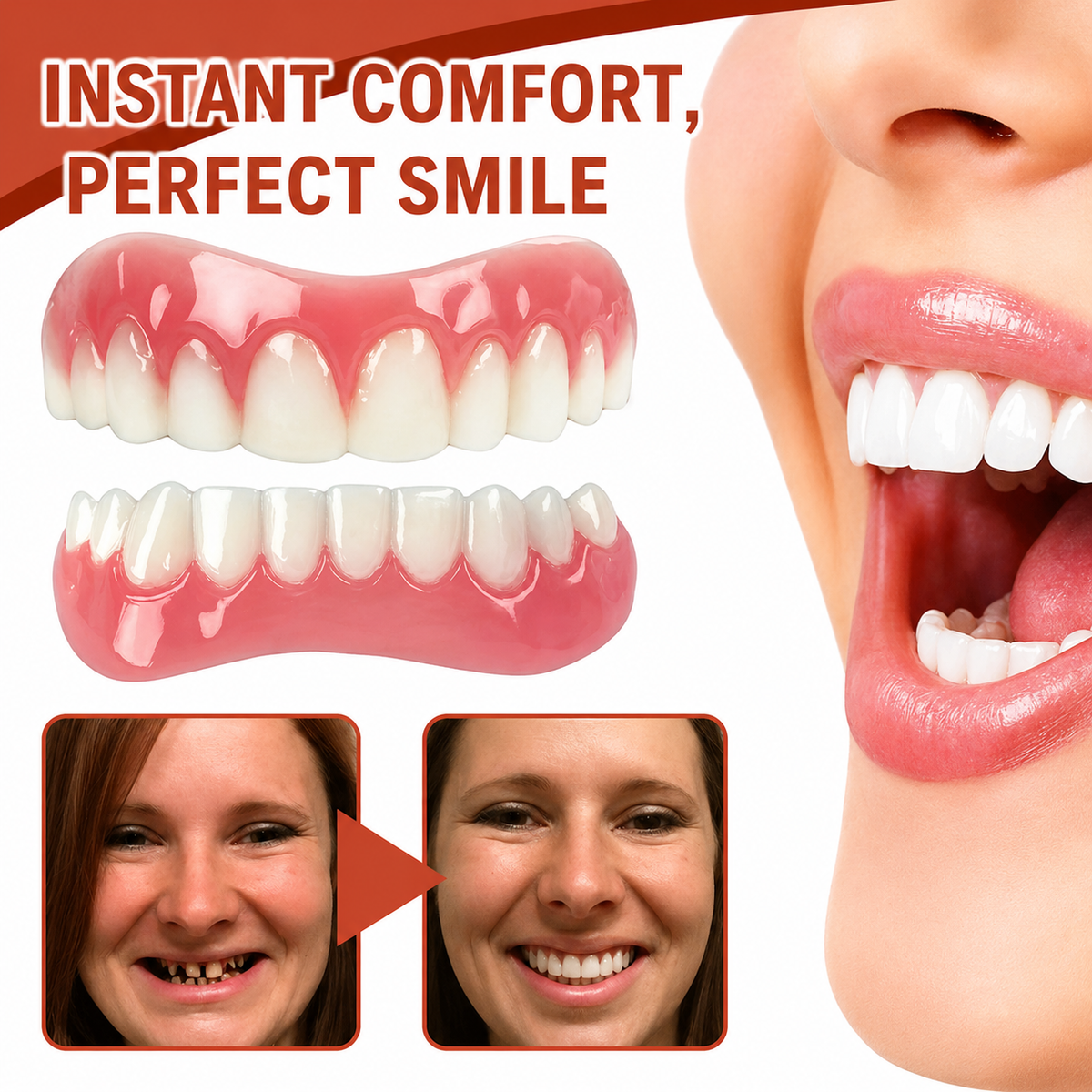 Denture Cushion Pads | Soft Silicone Liners for Upper & Lower Dentures | Custom-Fit Grip Comfort Kit