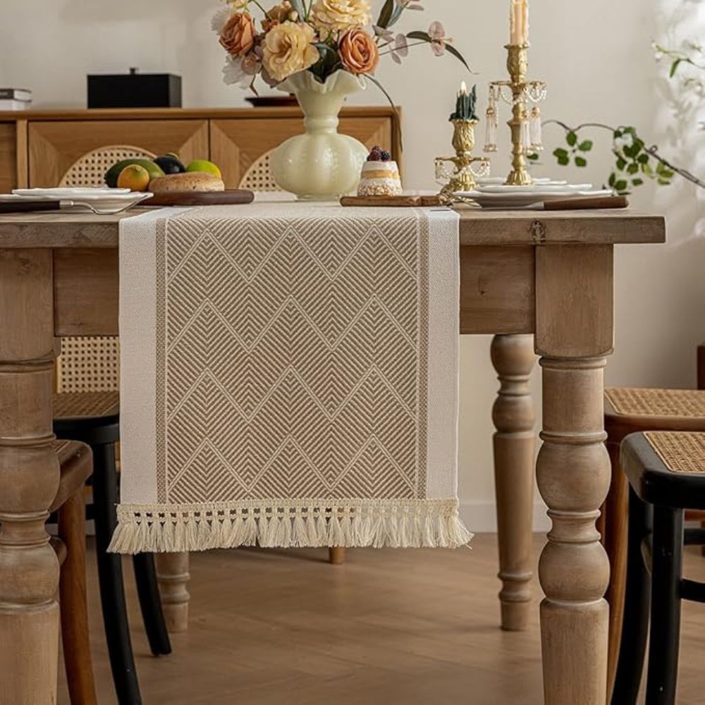 Zara Loom Table Runner - Microfiber, Geometric Zigzag