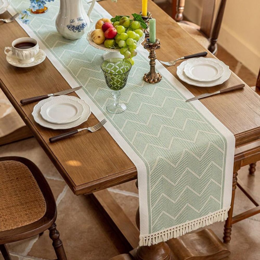 Zara Loom Table Runner - Microfiber, Geometric Zigzag