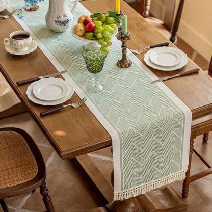 Zara Loom Table Runner - Microfiber, Geometric Zigzag