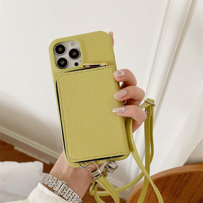 iPhone Wallet Case with Detachable Crossbody Strap & Card Holder – Hands-Free Phone Pouch for Women & Men – Vegan Leather Cover with