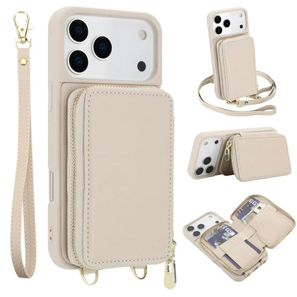 iPhone Wallet Case with Detachable Crossbody Strap & Card Holder – Hands-Free Phone Pouch for Women & Men – Vegan Leather Cover with