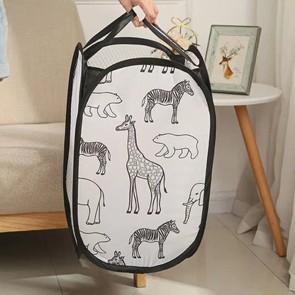 Zylo Animals Laundry Hamper - Foldable Mesh, Lightweight Design
