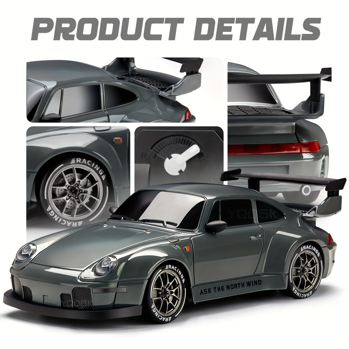Remote Control Drift Car with LED Wheels – 1:24 Scale 4WD Racing Vehicle for Kids – Rechargeable RC Stunt Car