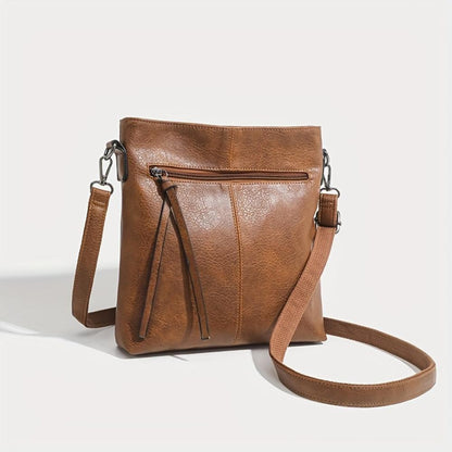 Vintage-Inspired Boxy Crossbody Purse for Women – Compact Shoulder Bag with Zipper Closure for Everyday Carry, Casual Outings & Errands