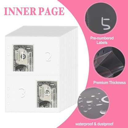 100-Envelope Money Saving Binder with Cash Envelopes for Budget Tracking & Financial Goals | PU Leather Organizer for Home Finance
