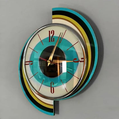Handcrafted Sunburst Wall Clock Mid-Century Modern Design 16 Inch Silent Battery Operated Decorative Timepiece for Living Room Bedroom