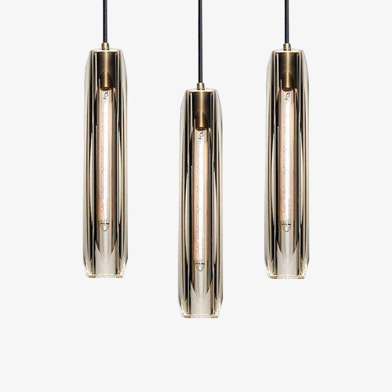 Glass Cylinder Hanging Light Fixture 15 Inch Height Adjustable Drop Ceiling Lamp for Dining Room Bedroom Living Room Contemporary Minimalist