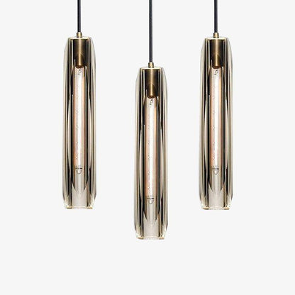 Glass Cylinder Hanging Light Fixture 15 Inch Height Adjustable Drop Ceiling Lamp for Dining Room Bedroom Living Room Contemporary Minimalist