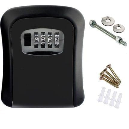 Steel Wall-Mount Lockbox for Keys and Access Cards with Programmable Combination Security Code