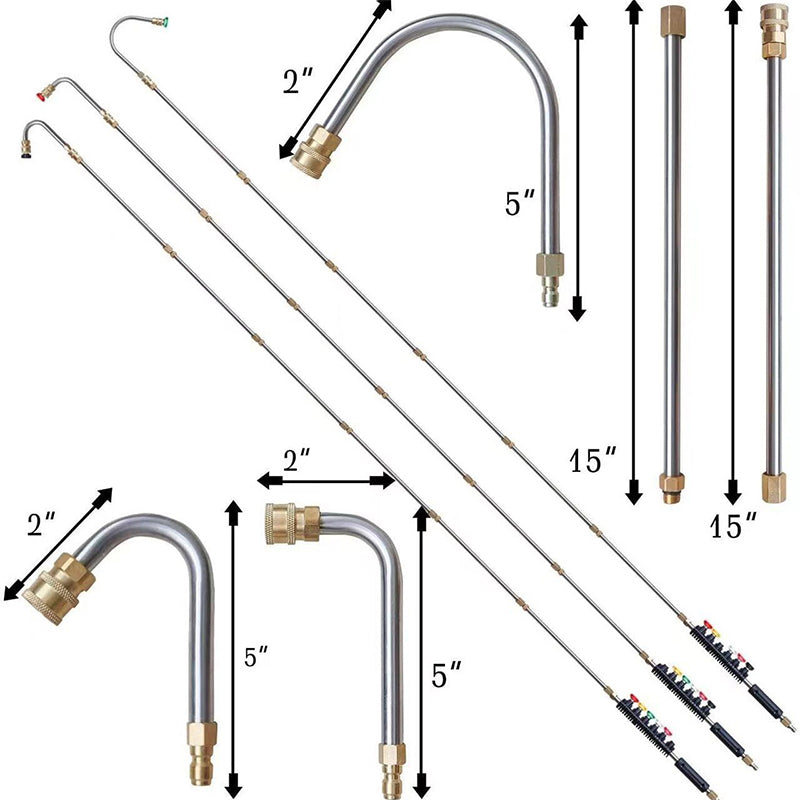 Telescoping Pressure Washer Extension Wand with Professional Spray Nozzles for High-Reach Cleaning — Adjustable Length Pole Kit for Roofs, G