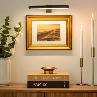 Wireless LED Picture Light with Dimmer & Remote – Swivel Head Art Illuminator for Wall Display