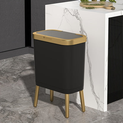 4-Gallon Pedestal Trash Can with Odor-Sealing Flip Lid – Slim Rectangular Waste Basket on Legs for Kitchen, Bathroom, Bedroom – Modern