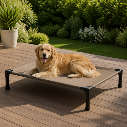 Ortekor Elevated Aluminum Outdoor Dog Bed (Removable Canopy)