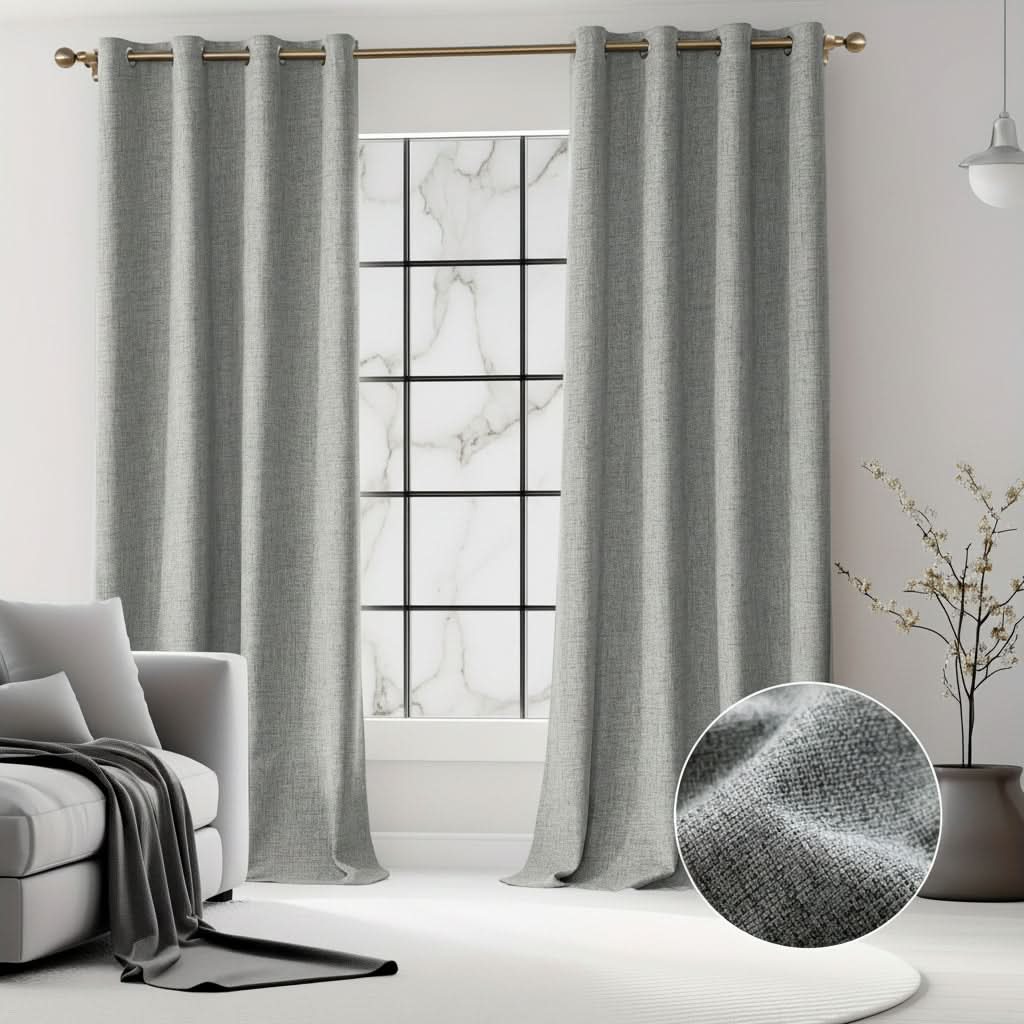 BURLAPLIVA – Blackout Textured Curtains for Elegant Living Rooms