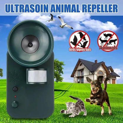 Ultrasonic Animal Repeller Outdoor Motion Sensor Pest Deterrent Device Waterproof Yard Protection for Deer Rodents Birds Battery Powered