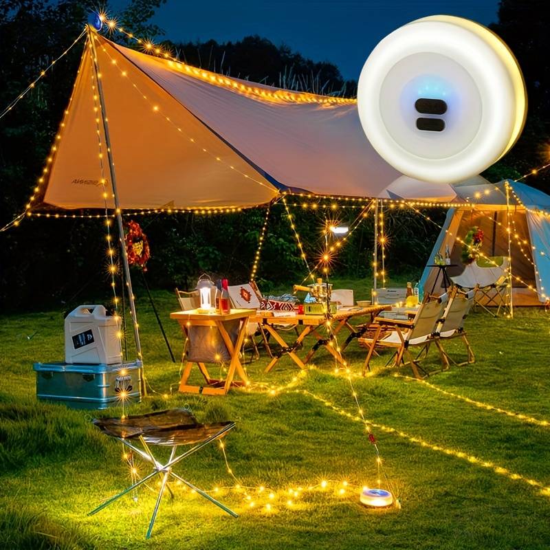 33 ft Rechargeable LED String Lights with 100 Bulbs – 8 Modes, Waterproof for Outdoor, Camping, Patio & Garden Decor