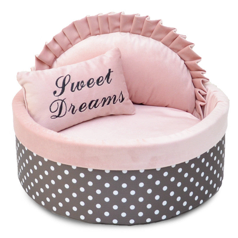 Cozy Pet Nest | Dog Bed & Cat Bed with Soft Sponge Filling | Stylish Polka Dot Design for Ultimate Comfort