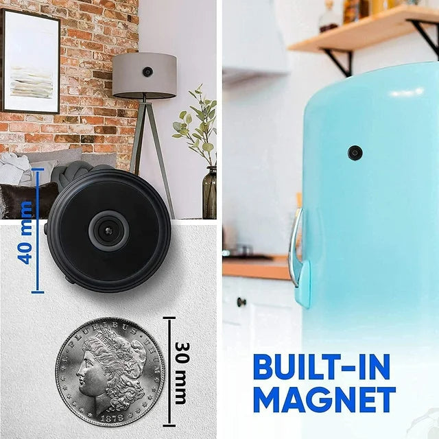 Compact WiFi Security Camera 1080P HD Night Vision Motion Detection Magnetic Mount Two-Way Audio Wireless Indoor Outdoor Home Monitor