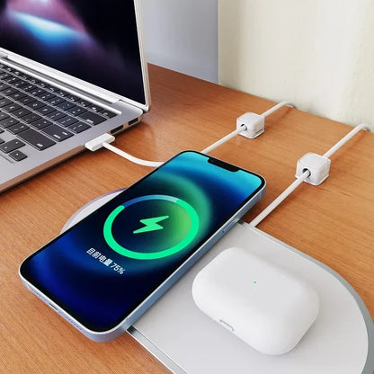 Wire Organizer Clips with Strong Magnet, 3-Pack for Desktop Cord Management, USB Cable Holder for Home Office & Desk