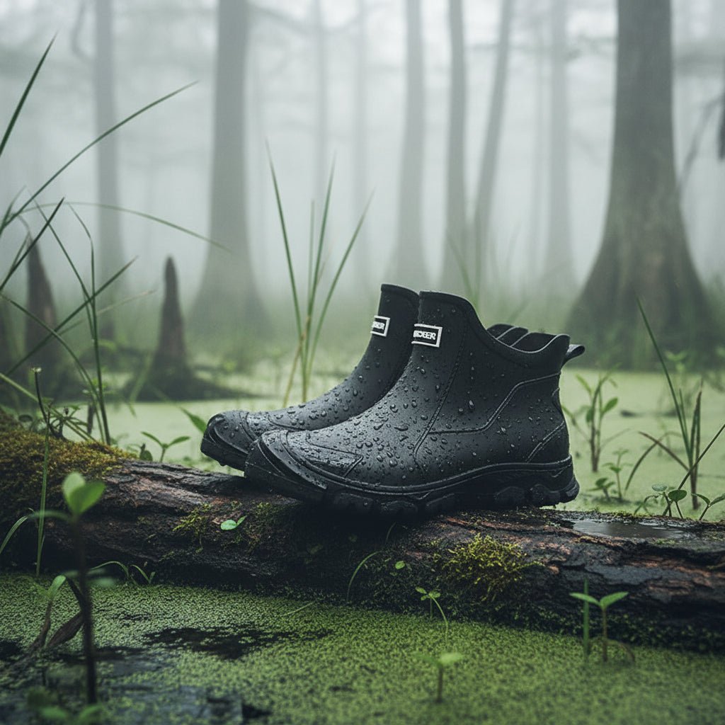 Waterproof Ankle Rain Boots with Slip-Resistant Tread for Mud, Camping & Fishing