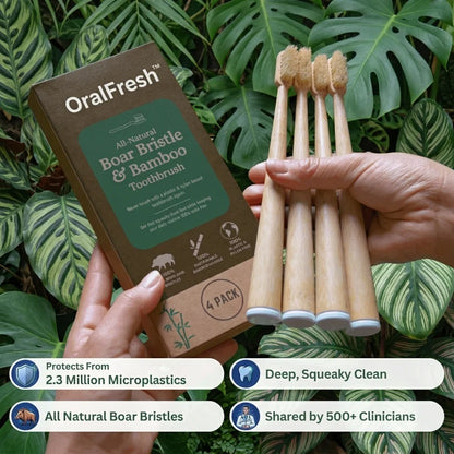 Toothbrush Bamboo Handle Plastic-Free Soft Boar Bristles
