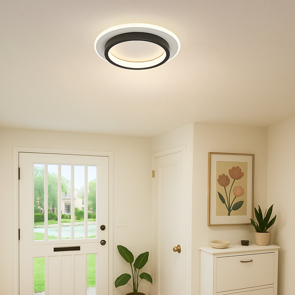 Flush Mount LED Disk Light 10W 20W Ultra-Slim 2 in Profile Black White for Low Ceilings Bedroom Hallway Foyer Apartment Living Room Modern H