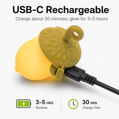 Ortekor AcornGlow USB-C Rechargeable Pet Safety Light for Night Walks - Clip-On Acorn LED Charm for Collars, Harnesses & Leashes to Help Dogs Stay Visible After Dark