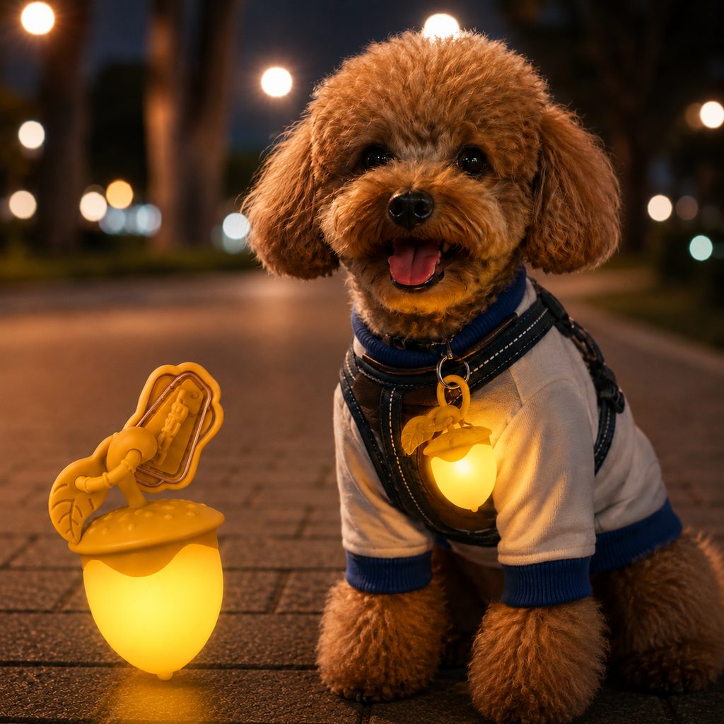 Ortekor AcornGlow USB-C Rechargeable Pet Safety Light for Night Walks - Clip-On Acorn LED Charm for Collars, Harnesses & Leashes to Help Dogs Stay Visible After Dark