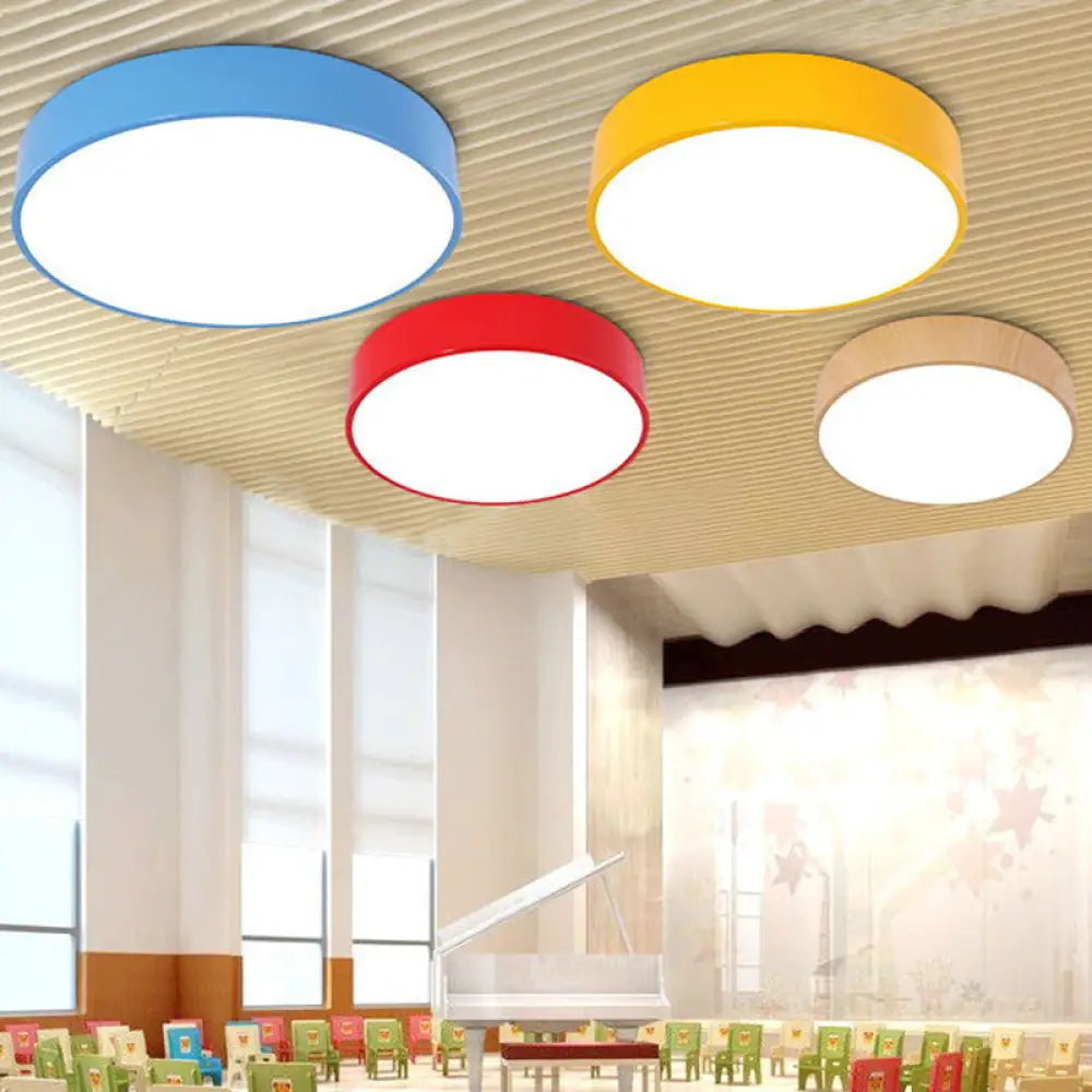 Kids LED Ceiling Light Flush Mount Round Acrylic Nursery Fixture Dimmable Remote Control for Bedroom Playroom 12-15.5 Inch