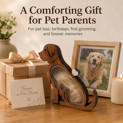Ortekor Wooden Pet Fur Keepsake Box for Grooming Memories & Pet Loss - Display Their Fur Instead of Hiding It Away