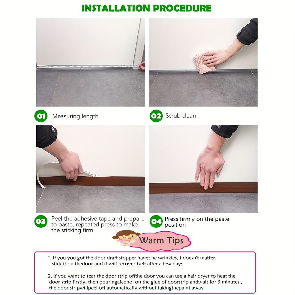 Weatherstrip Seal Self-Adhesive Silicone Bottom Sweep 39 Inches for Entry Doors Garage Basement Interior Exterior Energy Saving Noise Reduct