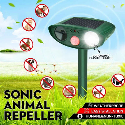 Solar Ultrasonic Animal Repeller Outdoor Motion Activated Pest Deterrent Device for Yard Garden Lawn Chipmunk Squirrel Raccoon Cat Dog