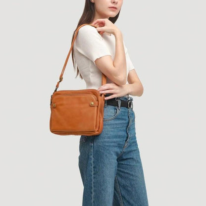 Full-Grain Leather Shoulder Bag with Integrated Wallet & Card Slots - Spacious Crossbody Purse for Women - Adjustable Strap Handbag for