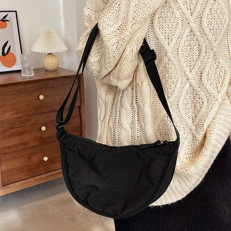 Pleated Hobo Crossbody Bag for Women – Lightweight Nylon Shoulder Purse with Ruched Design for Everyday Carry & Travel