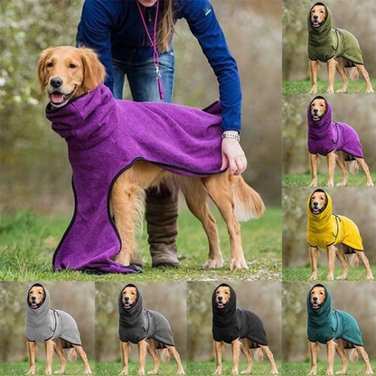 Pet Drying Robe Adjustable Microfiber Towel for Dogs Cats After Bath Grooming Quick-Dry Coat Small to Large Breeds Home Travel