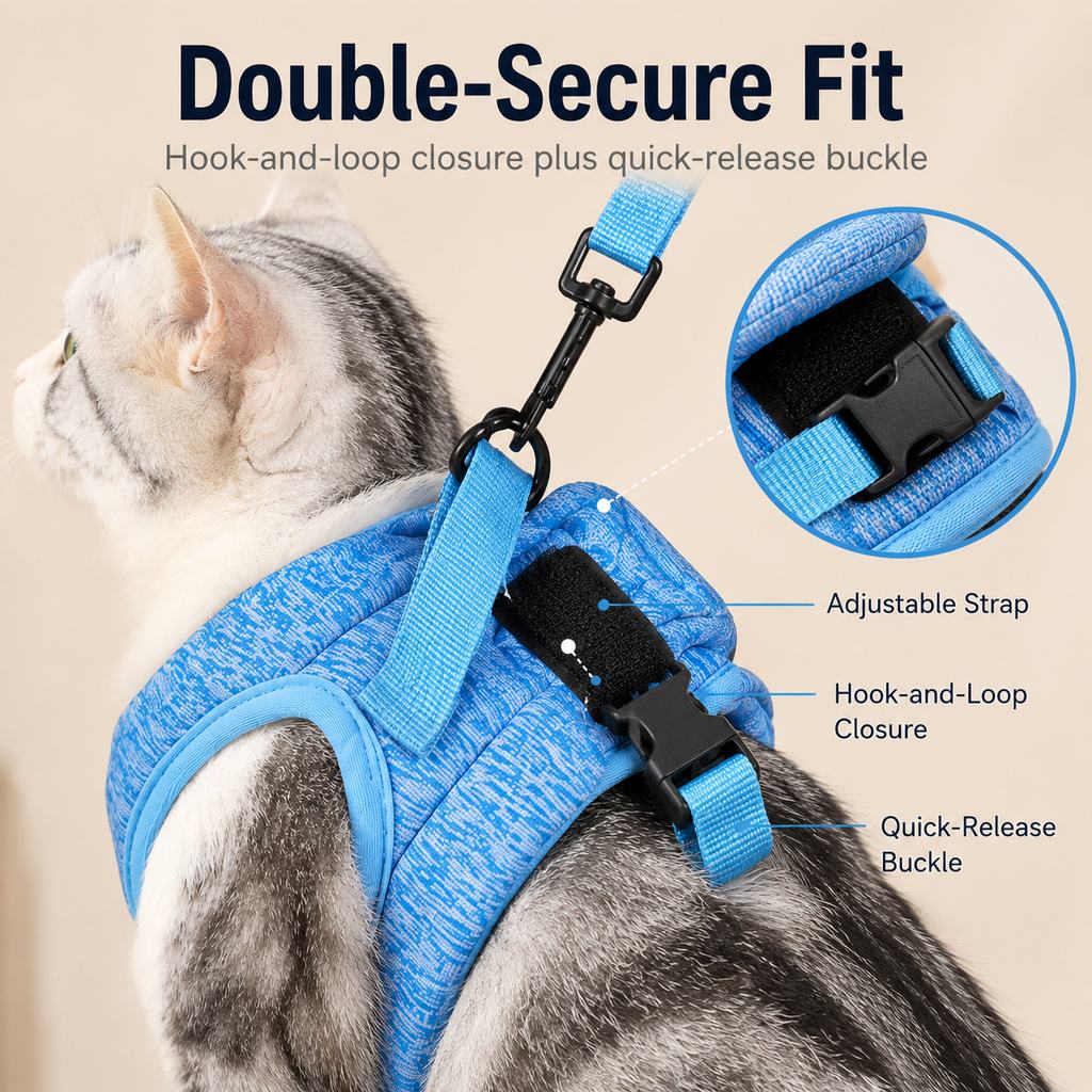 Ortekor Lightweight Cat Harness & Leash Set for Outdoor Walks - Breathable Adjustable Vest for Secure, Comfortable Control