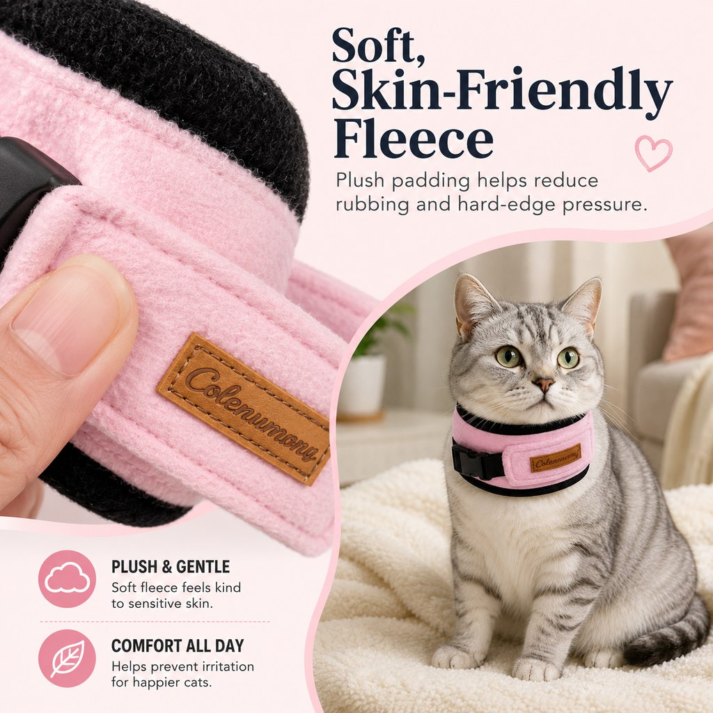 Ortekor Soft Cat Recovery Collar for Post-Surgery Care - Adjustable Anti-Lick Fleece Neck Wrap