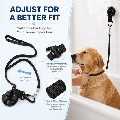 Ortekor Hands-Free Dog Bathing & Grooming Suction Cup Tether - Less Chasing, Easier At-Home Grooming
