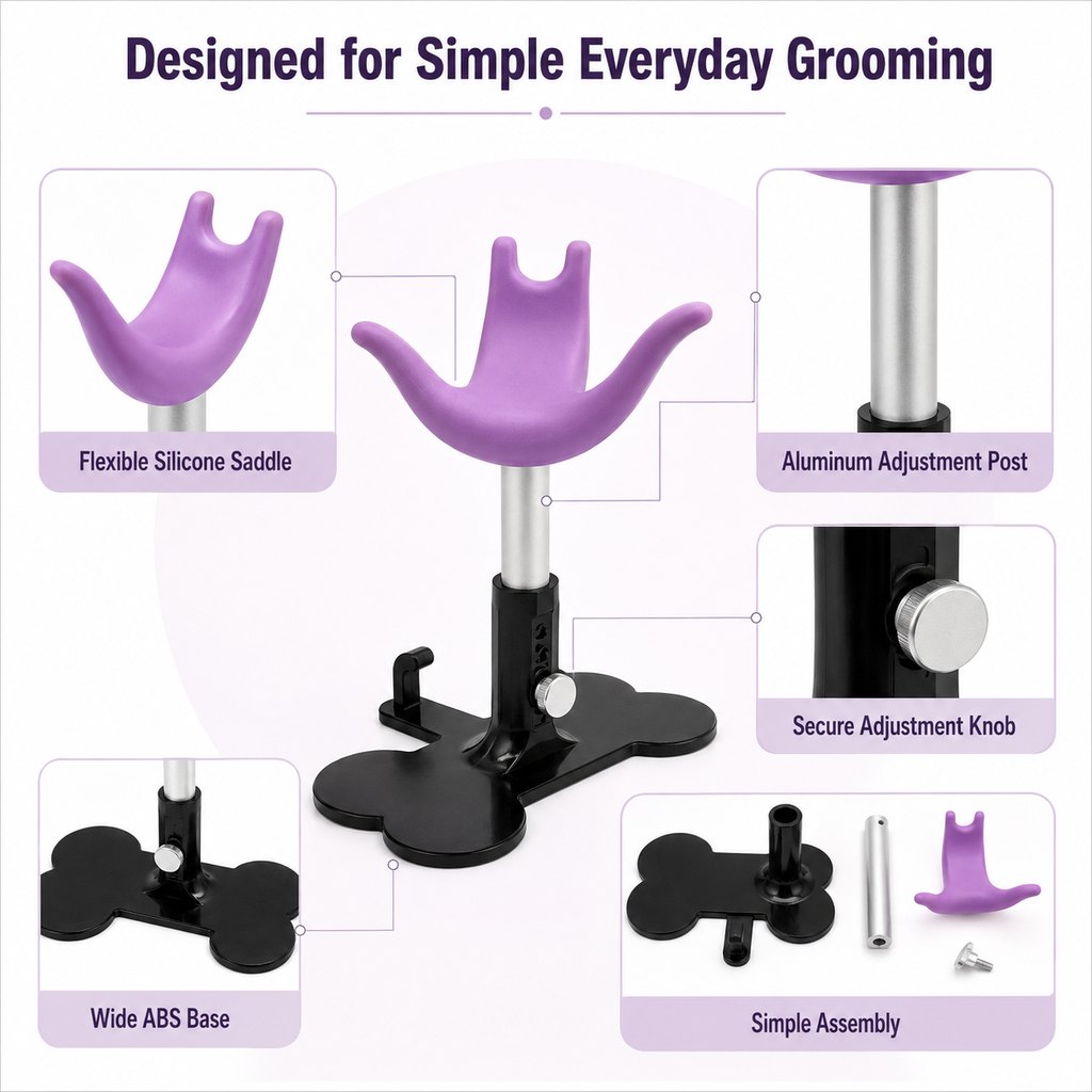 Ortekor Adjustable Dog Grooming Support Stand for Small Dogs – Helps Reduce Sitting During Trimming, Brushing & Drying