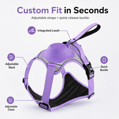Ortekor No-Pull Reflective Dog Harness with Built-In Retractable Leash for Safer Daily Walks