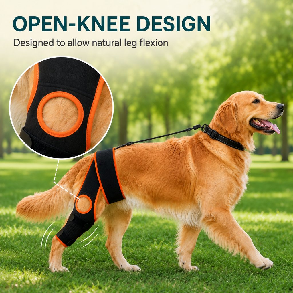 Ortekor Adjustable Dog Knee Brace with Collar Support Strap - Helps Reduce Slipping on Daily Walks