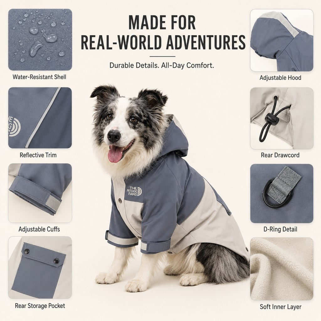 Ortekor Lightweight Water-Resistant Dog Windbreaker – Rain & Wind Coverage for Chilly Walks