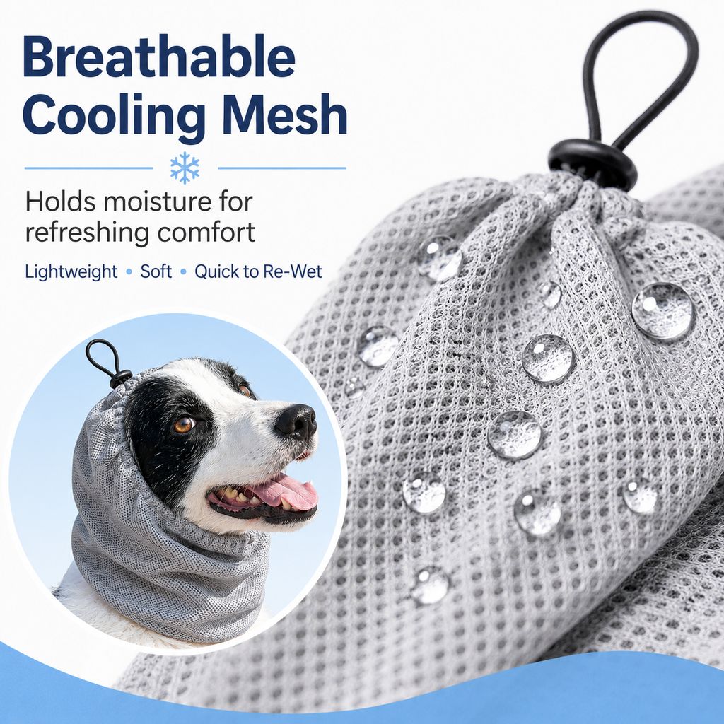 Ortekor Water-Activated Dog Cooling Snood for Summer Walks - Lightweight Neck & Ear Cooler for Hot Weather, Beach Days & Long-Fur Dogs